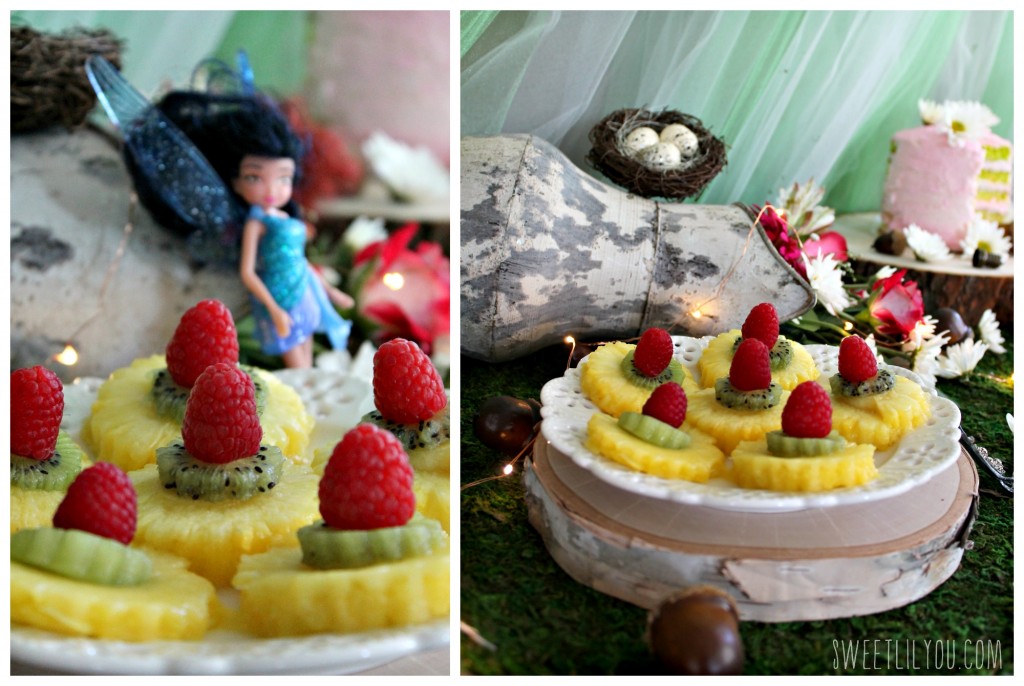 Tink's Fruity Flowers! Tinker Bell Fairy party food. From SweetLilYou.com