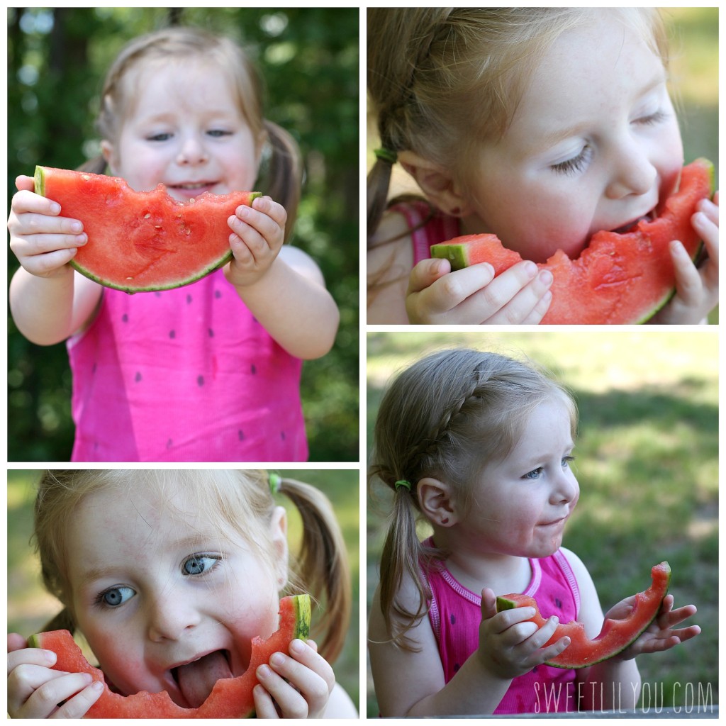 Avery eating watermelon