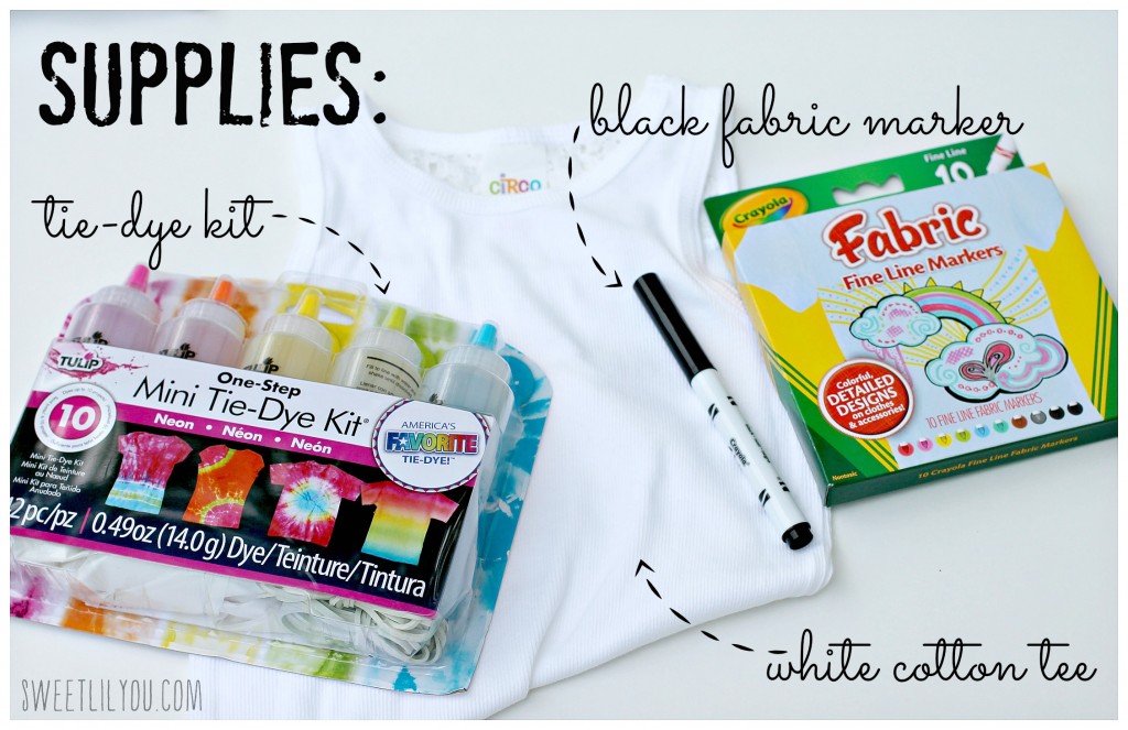 Supplies for your watermelon tie dye tee
