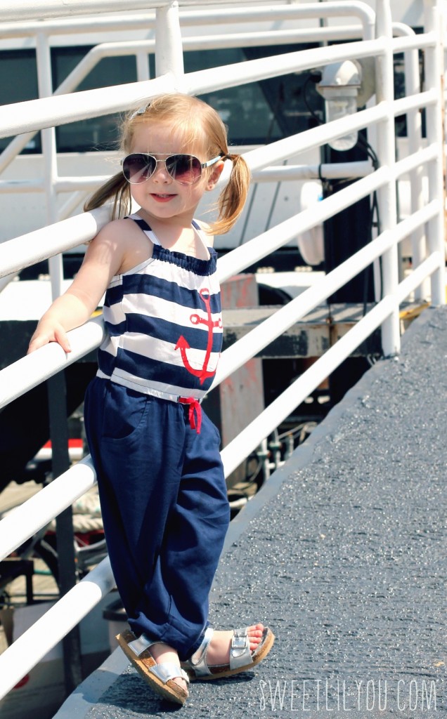 Avery getting on her yacht