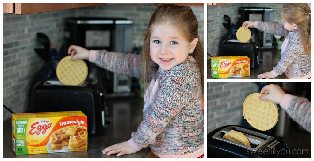 Avery making eggo waffles