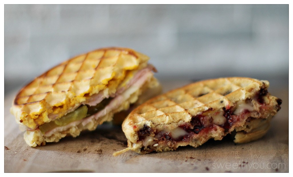 Savory waffle grilled cheese