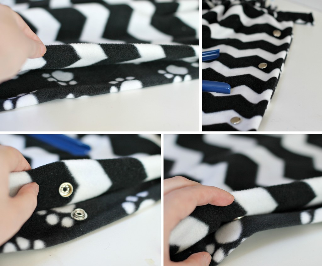 Adding snaps to a blanket