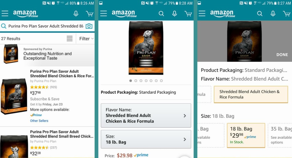 Order on Amazon app